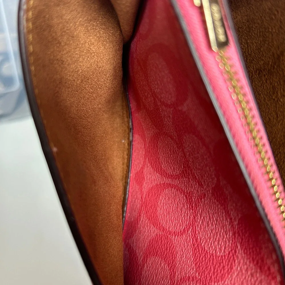 Coach Mini Klare Pink Signature Canvas Leather Crossbody Excellent